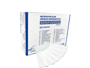 Szkiełka mikroskopowe 76x26mm 50szt 1 brzeg matowany dwustronnie Zarys